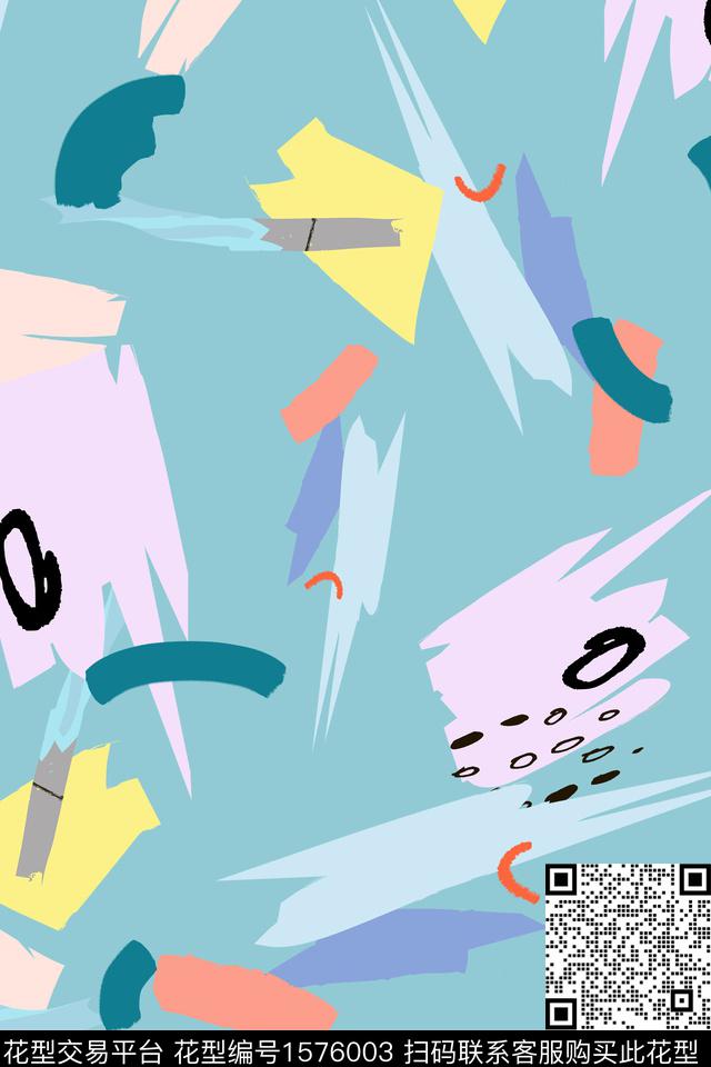 大牌风几何抽象数码印花华亿平台下载（图片编号: 1576003） - 瓦栏（Walan）