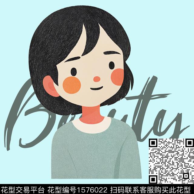 可爱少女人物数码印花华亿平台下载（图片编号: 1576022） - 瓦栏（Walan）