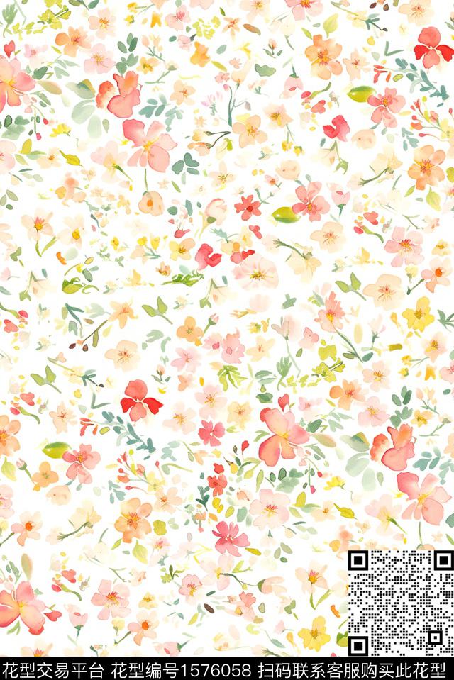 花卉小碎花小清新数码印花华亿平台下载（图片编号: 1576058） - 瓦栏（Walan）
