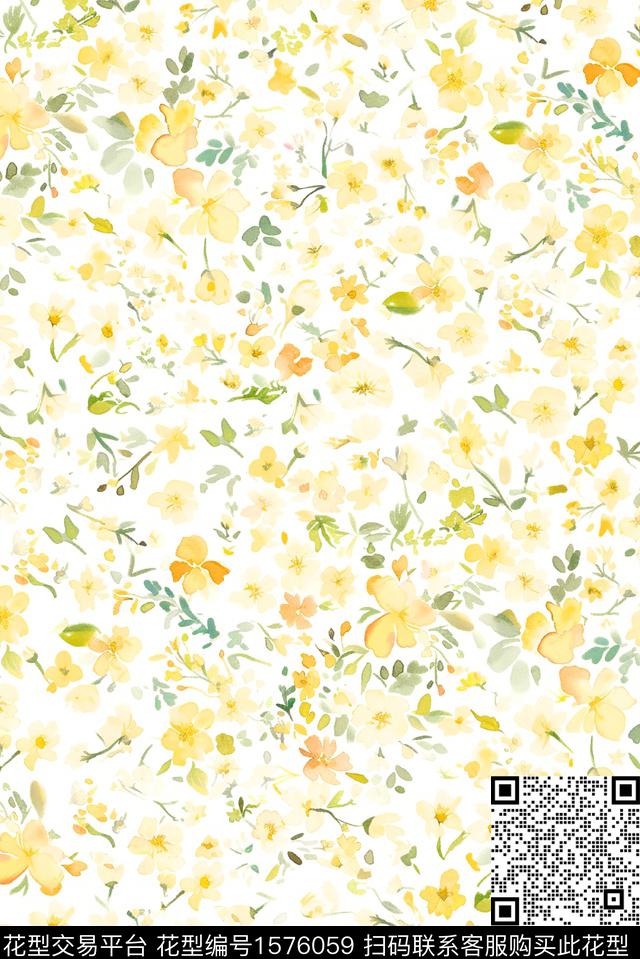 花卉小碎花大牌风数码印花华亿平台下载（图片编号: 1576059） - 瓦栏（Walan）