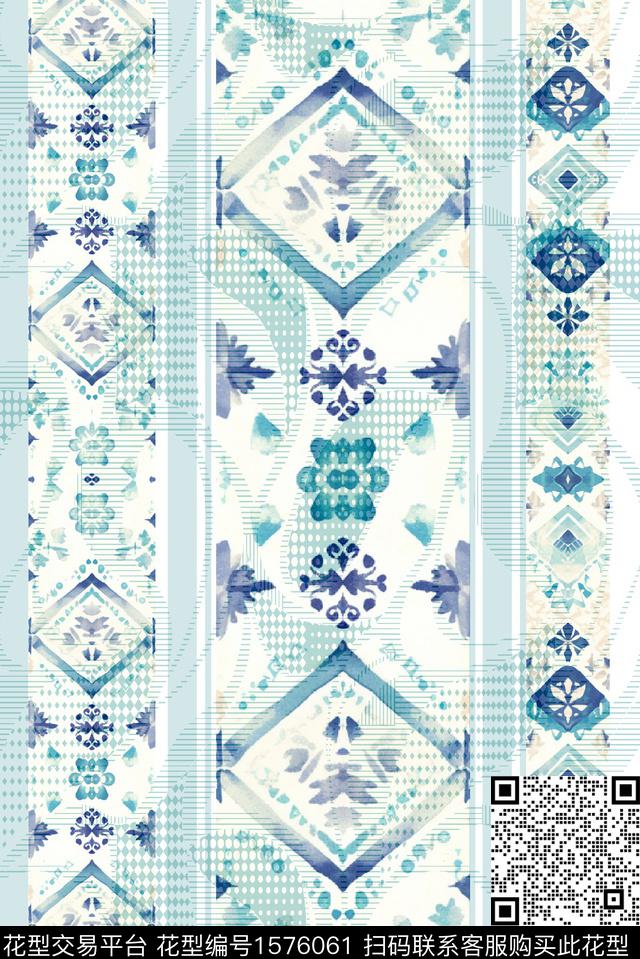 条纹民族风数码印花华亿平台下载（图片编号: 1576061） - 瓦栏（Walan）