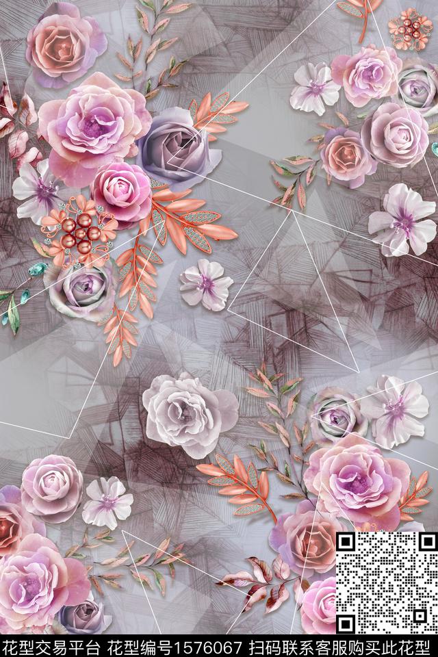 花卉底纹中老年数码印花华亿平台下载（图片编号: 1576067） - 瓦栏（Walan）