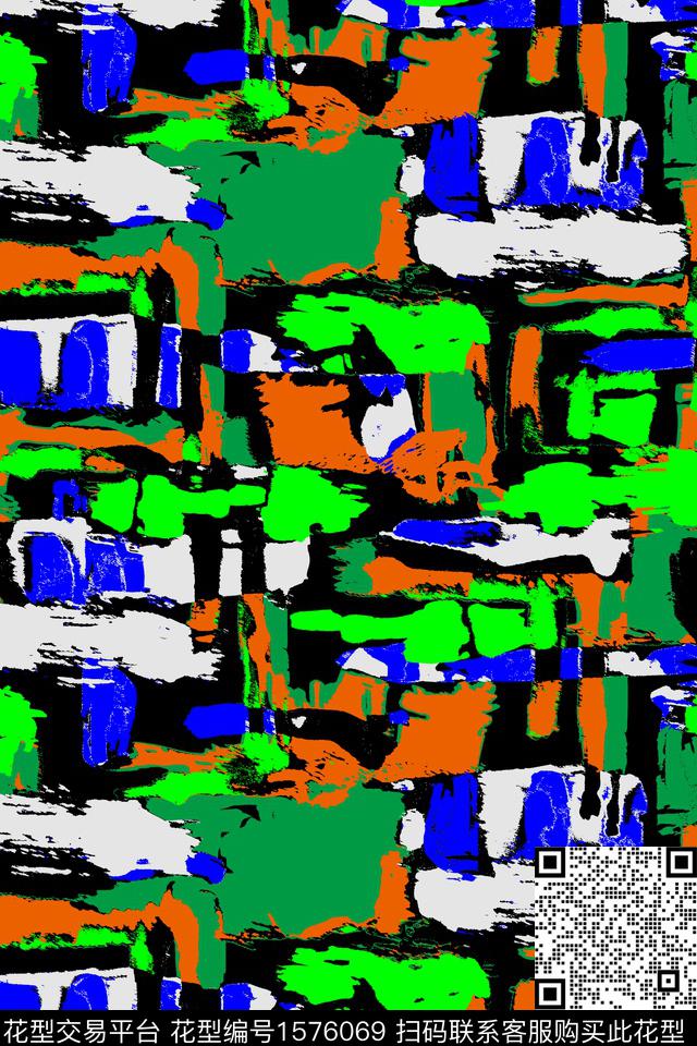 抽象涂鸦数码印花华亿平台下载（图片编号: 1576069） - 瓦栏（Walan）