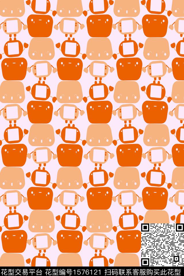 趣味橙色几何传统印花华亿平台下载（图片编号: 1576121） - 瓦栏（Walan）