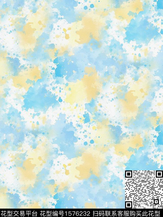 春夏华亿平台水彩墨迹数码印花华亿平台下载（图片编号: 1576232） - 瓦栏（Walan）