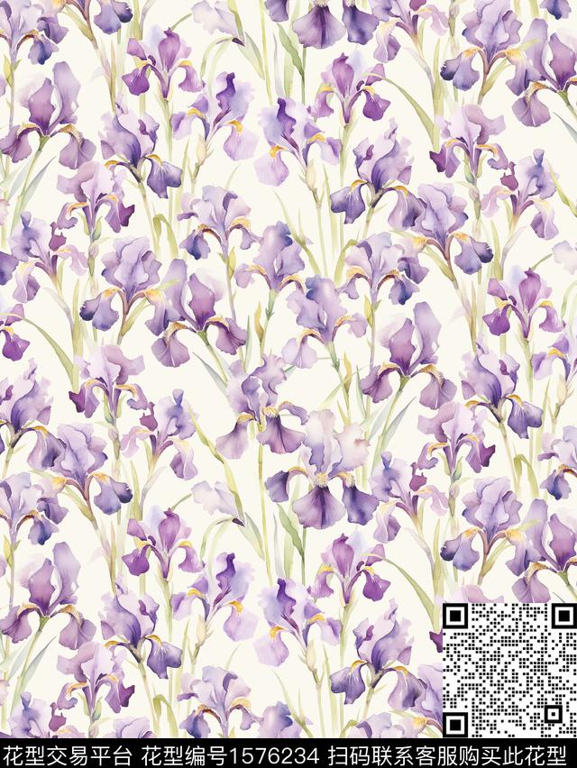 花卉水彩花卉春夏华亿平台数码印花华亿平台下载（图片编号: 1576234） - 瓦栏（Walan）