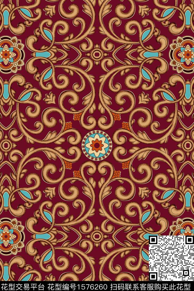 中东民族风中老年数码印花华亿平台下载（图片编号: 1576260） - 瓦栏（Walan）