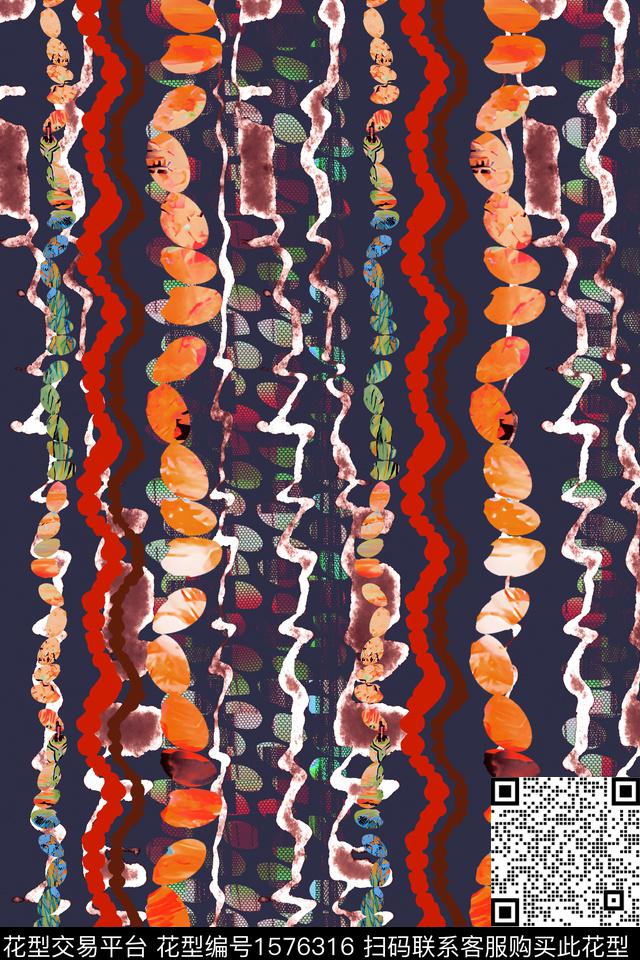 中老年条纹抽象数码印花华亿平台下载（图片编号: 1576316） - 瓦栏（Walan）