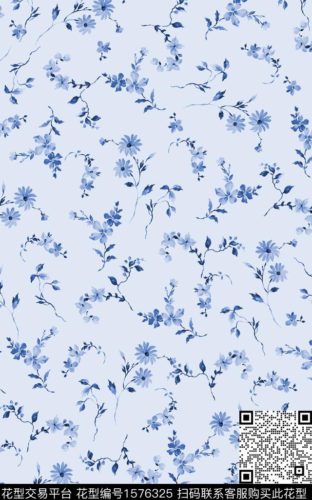 花卉小碎花水彩花卉数码印花华亿平台下载（图片编号: 1576325） - 瓦栏（Walan）