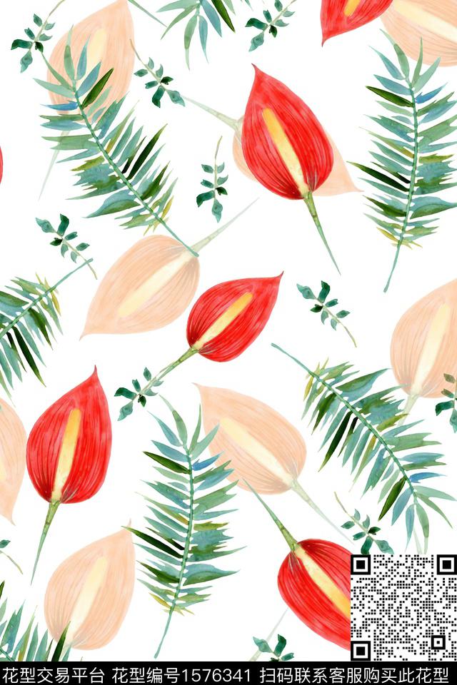 小清新年轻女性水彩花卉数码印花华亿平台下载（图片编号: 1576341） - 瓦栏（Walan）