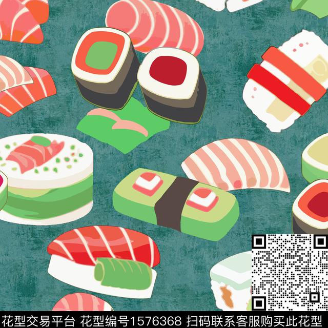 趣味底纹寿司数码印花华亿平台下载（图片编号: 1576368） - 瓦栏（Walan）