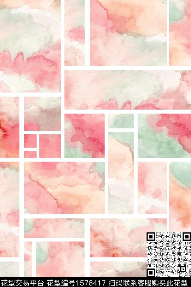 水彩几何底纹数码印花华亿平台下载（图片编号: 1576417） - 瓦栏（Walan）