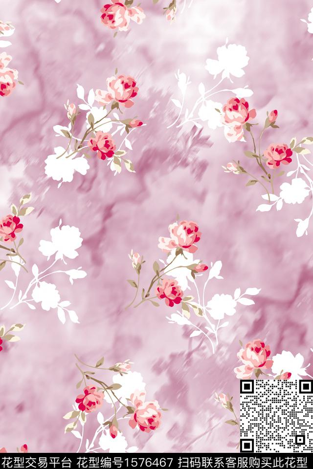 花卉小花剪影数码印花华亿平台下载（图片编号: 1576467） - 瓦栏（Walan）