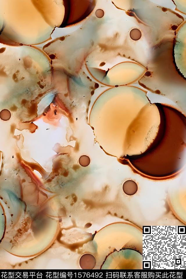跳接水彩晕染肌理数码印花华亿平台下载（图片编号: 1576492） - 瓦栏（Walan）
