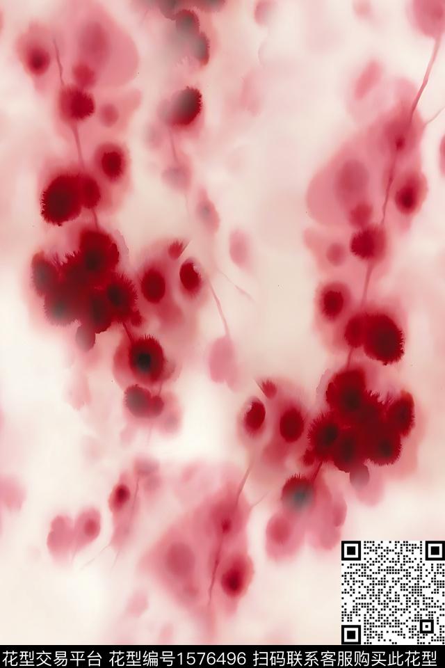 水彩花卉抽象跳接数码印花华亿平台下载（图片编号: 1576496） - 瓦栏（Walan）