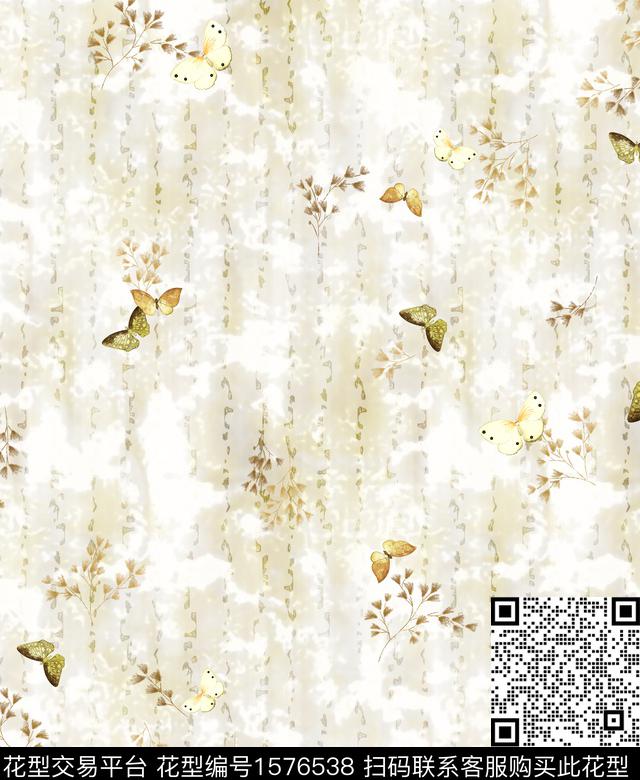 条纹肌理蝴蝶数码印花华亿平台下载（图片编号: 1576538） - 瓦栏（Walan）