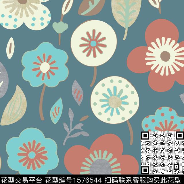 花卉波点墙纸数码印花华亿平台下载（图片编号: 1576544） - 瓦栏（Walan）