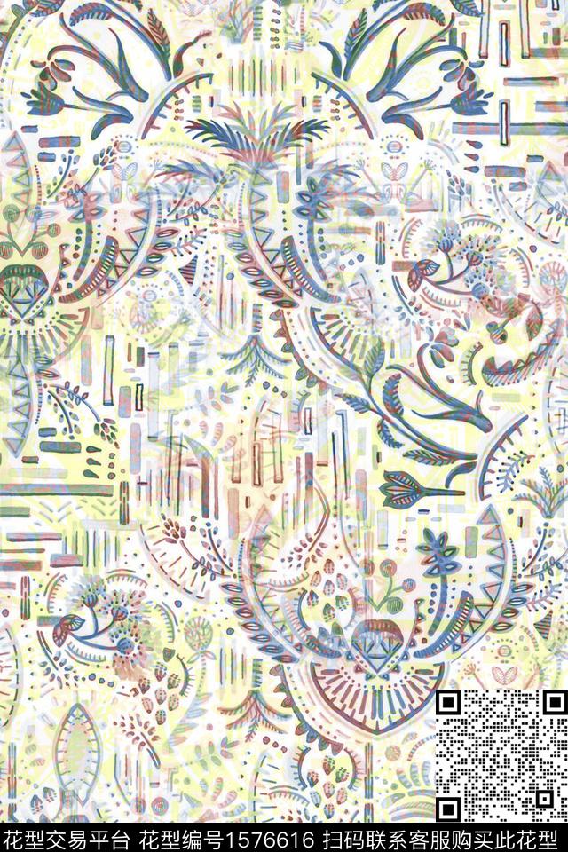 民族风民族花纹数码印花华亿平台下载（图片编号: 1576616） - 瓦栏（Walan）