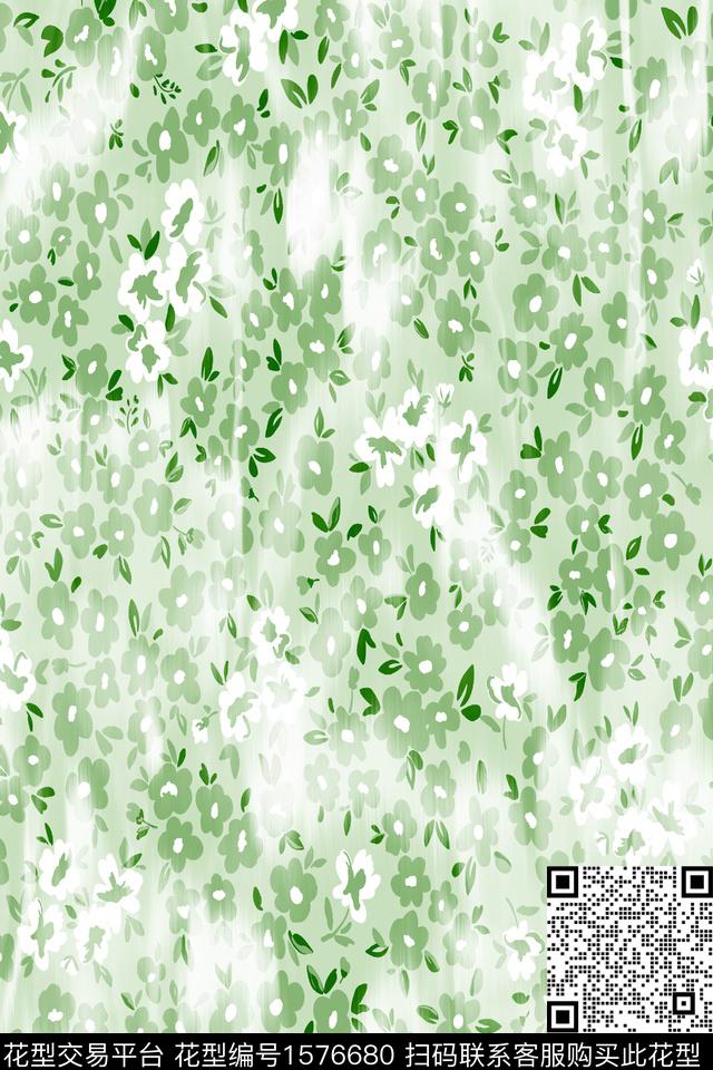 小清新渐变花卉数码印花华亿平台下载（图片编号: 1576680） - 瓦栏（Walan）