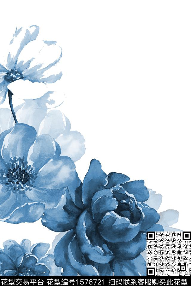 花卉大花水彩花卉数码印花华亿平台下载（图片编号: 1576721） - 瓦栏（Walan）