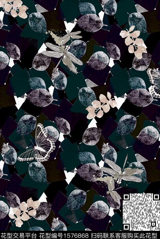 植物蜻蜓休闲数码印花华亿平台下载（图片编号: 1576868） - 瓦栏（Walan）