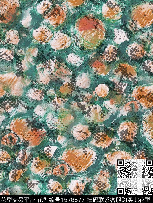 动物纹蛇纹抽象数码印花华亿平台下载（图片编号: 1576877） - 瓦栏（Walan）