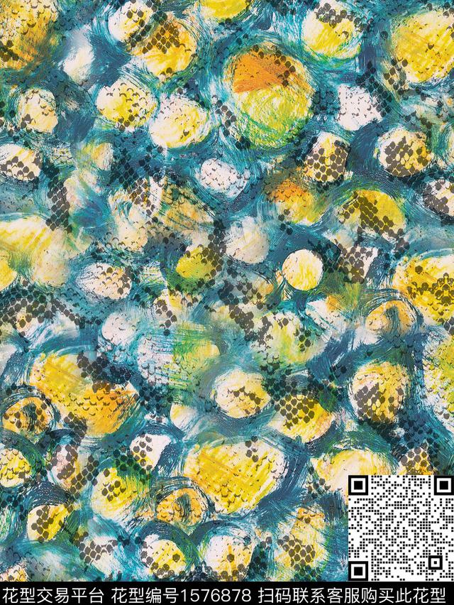 肌理水彩笔触数码印花华亿平台下载（图片编号: 1576878） - 瓦栏（Walan）