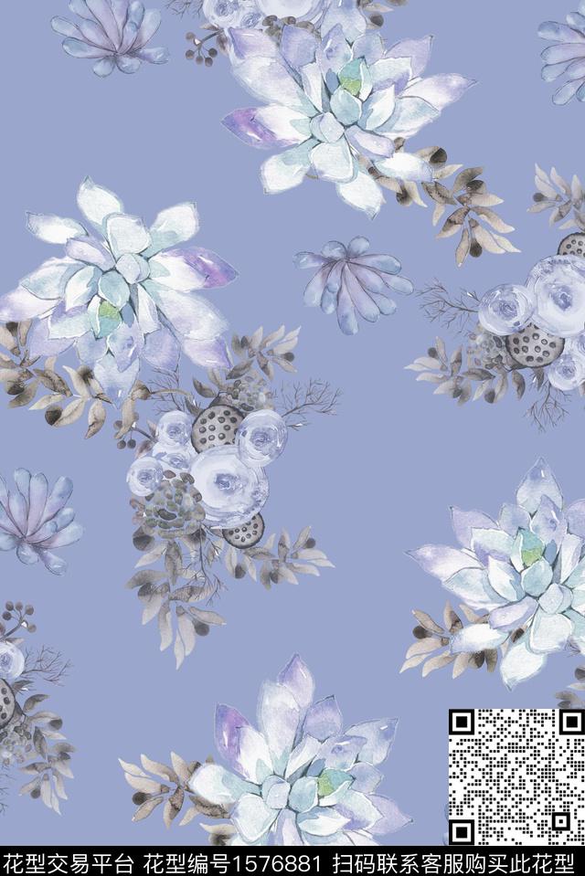 植物休闲多肉数码印花华亿平台下载（图片编号: 1576881） - 瓦栏（Walan）