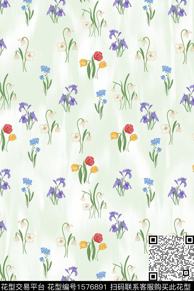 小清新小碎花花卉数码印花华亿平台下载（图片编号: 1576891） - 瓦栏（Walan）