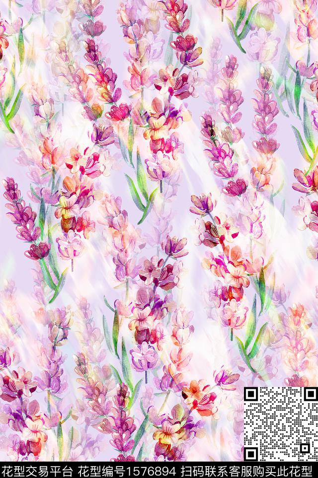 水彩花卉影花花卉数码印花华亿平台下载（图片编号: 1576894） - 瓦栏（Walan）