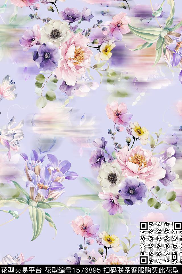 水彩花卉模糊花卉花卉数码印花华亿平台下载（图片编号: 1576895） - 瓦栏（Walan）