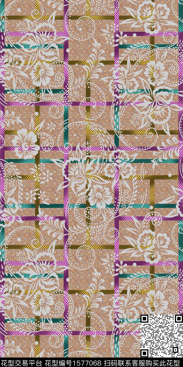 民族风几何民族花卉数码印花华亿平台下载（图片编号: 1577068） - 瓦栏（Walan）