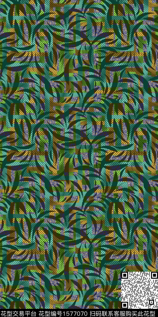 渐变叶片底纹数码印花华亿平台下载（图片编号: 1577070） - 瓦栏（Walan）