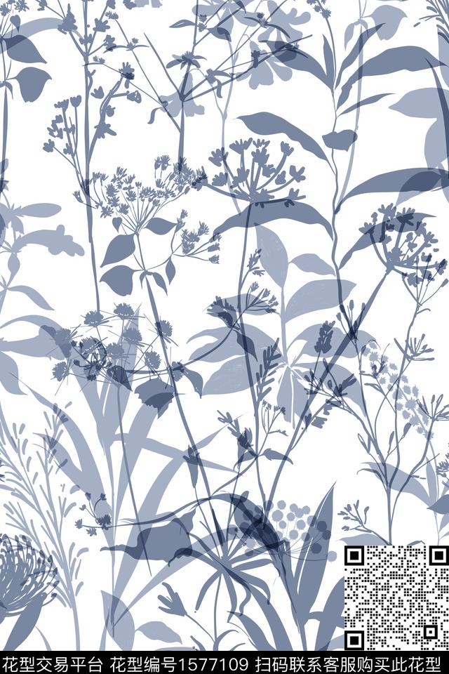 影花花卉绿植树叶传统印花华亿平台下载（图片编号: 1577109） - 瓦栏（Walan）