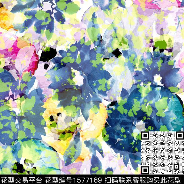 抽象水彩斑点数码印花华亿平台下载（图片编号: 1577169） - 瓦栏（Walan）