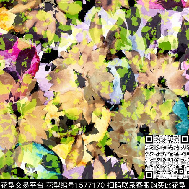 植物抽象花卉休闲数码印花华亿平台下载（图片编号: 1577170） - 瓦栏（Walan）