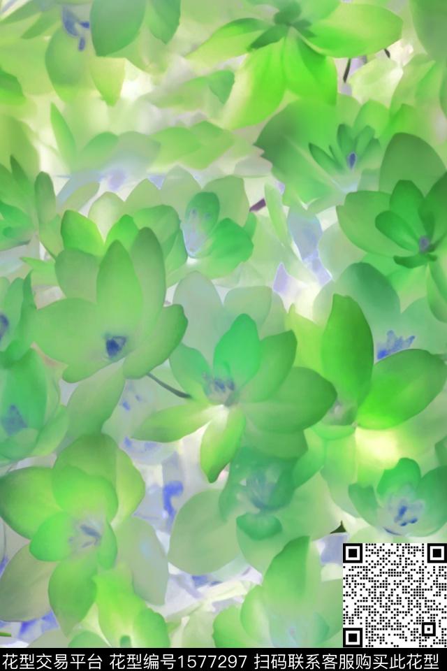 花卉抽象花卉模糊花卉数码印花华亿平台下载（图片编号: 1577297） - 瓦栏（Walan）