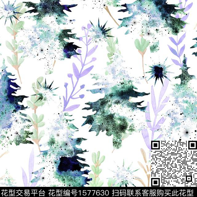 晕染肌理水彩圣诞树数码印花华亿平台下载（图片编号: 1577630） - 瓦栏（Walan）