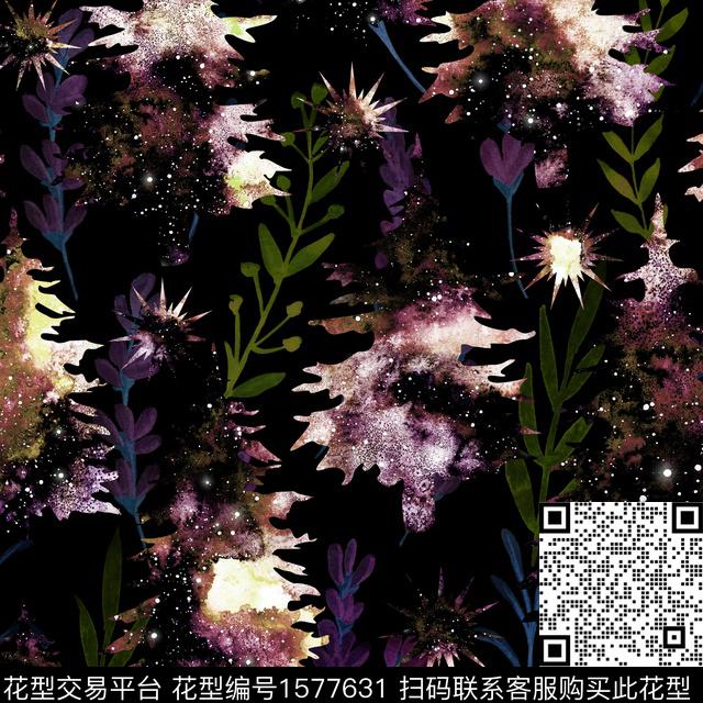 晕染肌理休闲圣诞树数码印花华亿平台下载（图片编号: 1577631） - 瓦栏（Walan）