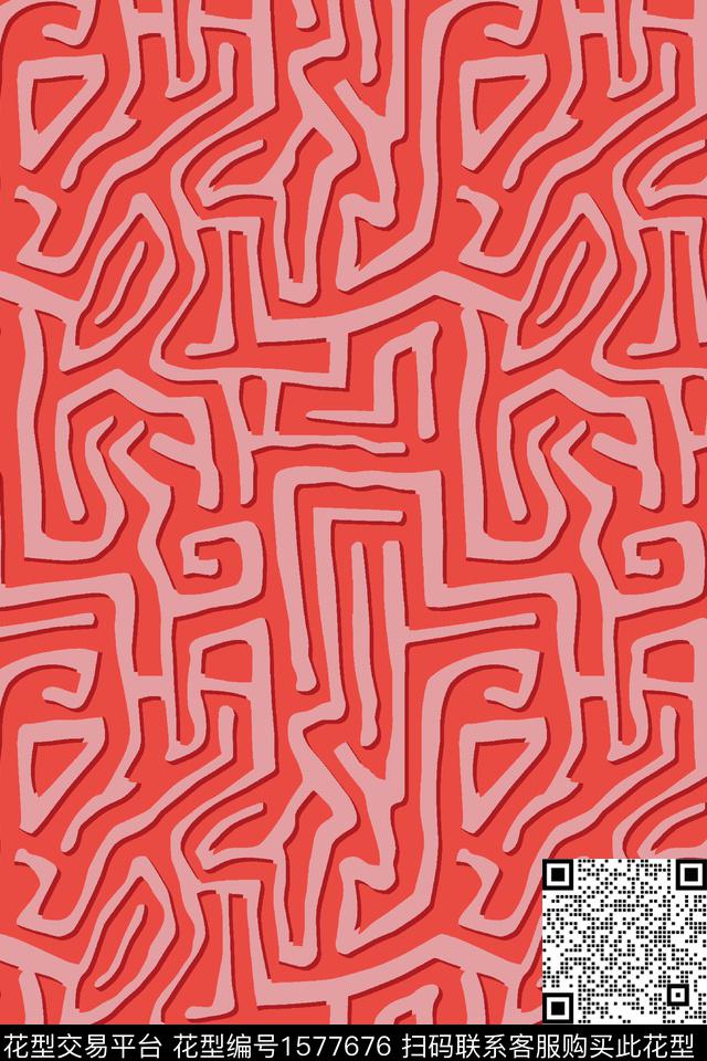 真丝几何数码印花华亿平台下载（图片编号: 1577676） - 瓦栏（Walan）