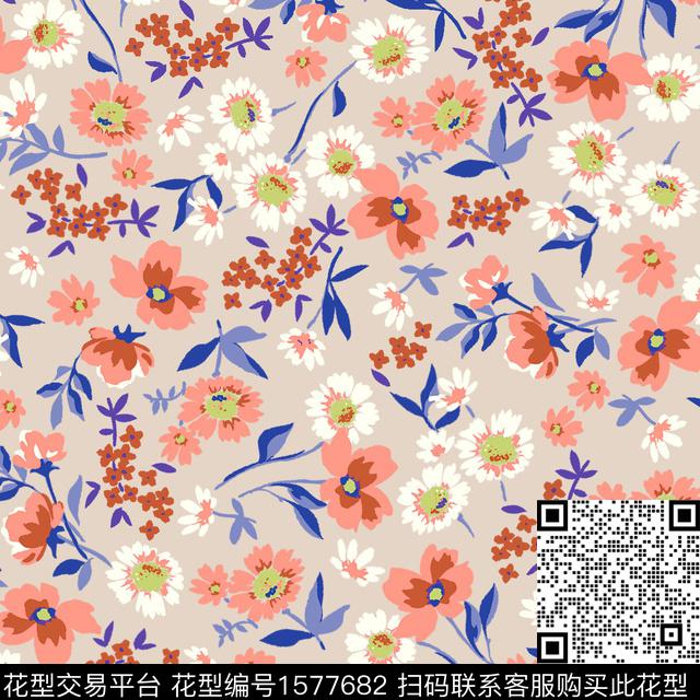 花卉小碎花复古小花传统印花华亿平台下载（图片编号: 1577682） - 瓦栏（Walan）