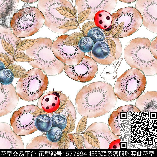 兔子松鼠昆虫数码印花华亿平台下载（图片编号: 1577694） - 瓦栏（Walan）