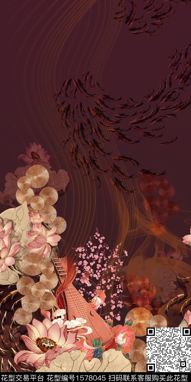 花卉中老年中国风数码印花华亿平台下载（图片编号: 1578045） - 瓦栏（Walan）