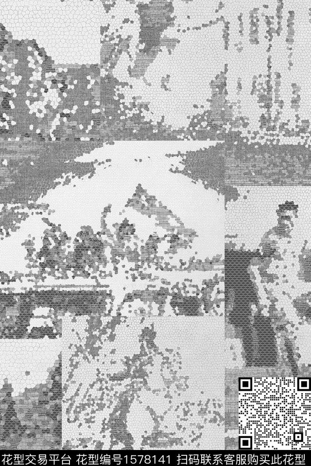 马赛克人物照片数码印花华亿平台下载（图片编号: 1578141） - 瓦栏（Walan）