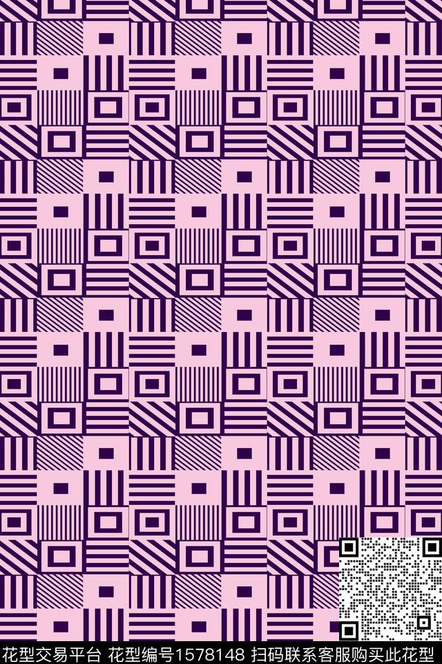 几何格子条纹传统印花华亿平台下载（图片编号: 1578148） - 瓦栏（Walan）