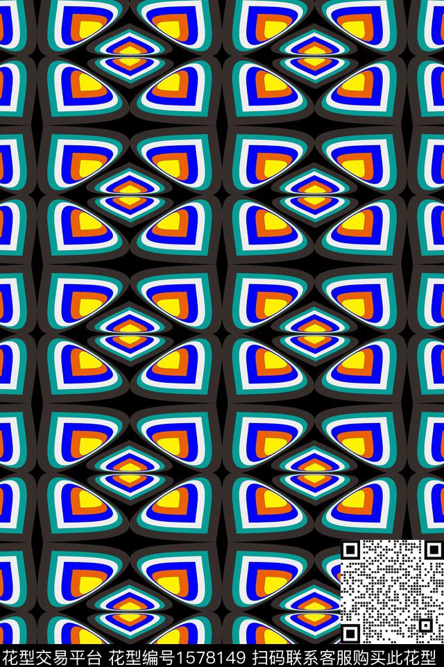 几何连续传统印花华亿平台下载（图片编号: 1578149） - 瓦栏（Walan）