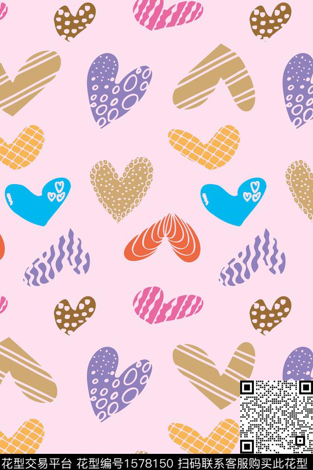 趣味几何粉色传统印花华亿平台下载（图片编号: 1578150） - 瓦栏（Walan）