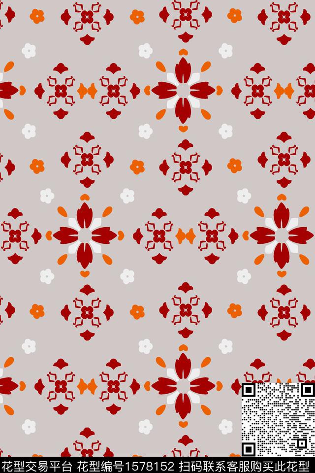花卉小花民族纹样数码印花华亿平台下载（图片编号: 1578152） - 瓦栏（Walan）