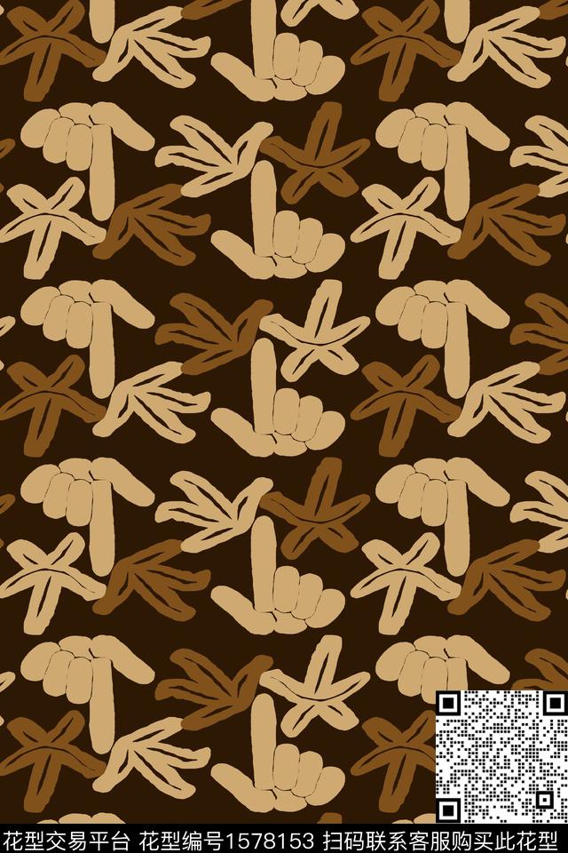 抽象花卉手指趣味数码印花华亿平台下载（图片编号: 1578153） - 瓦栏（Walan）