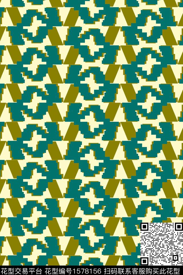 趣味几何连续传统印花华亿平台下载（图片编号: 1578156） - 瓦栏（Walan）